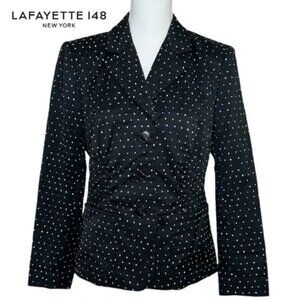 LaFayette 148 New York Jacket, Black with White Dots , SZ 2. EUC